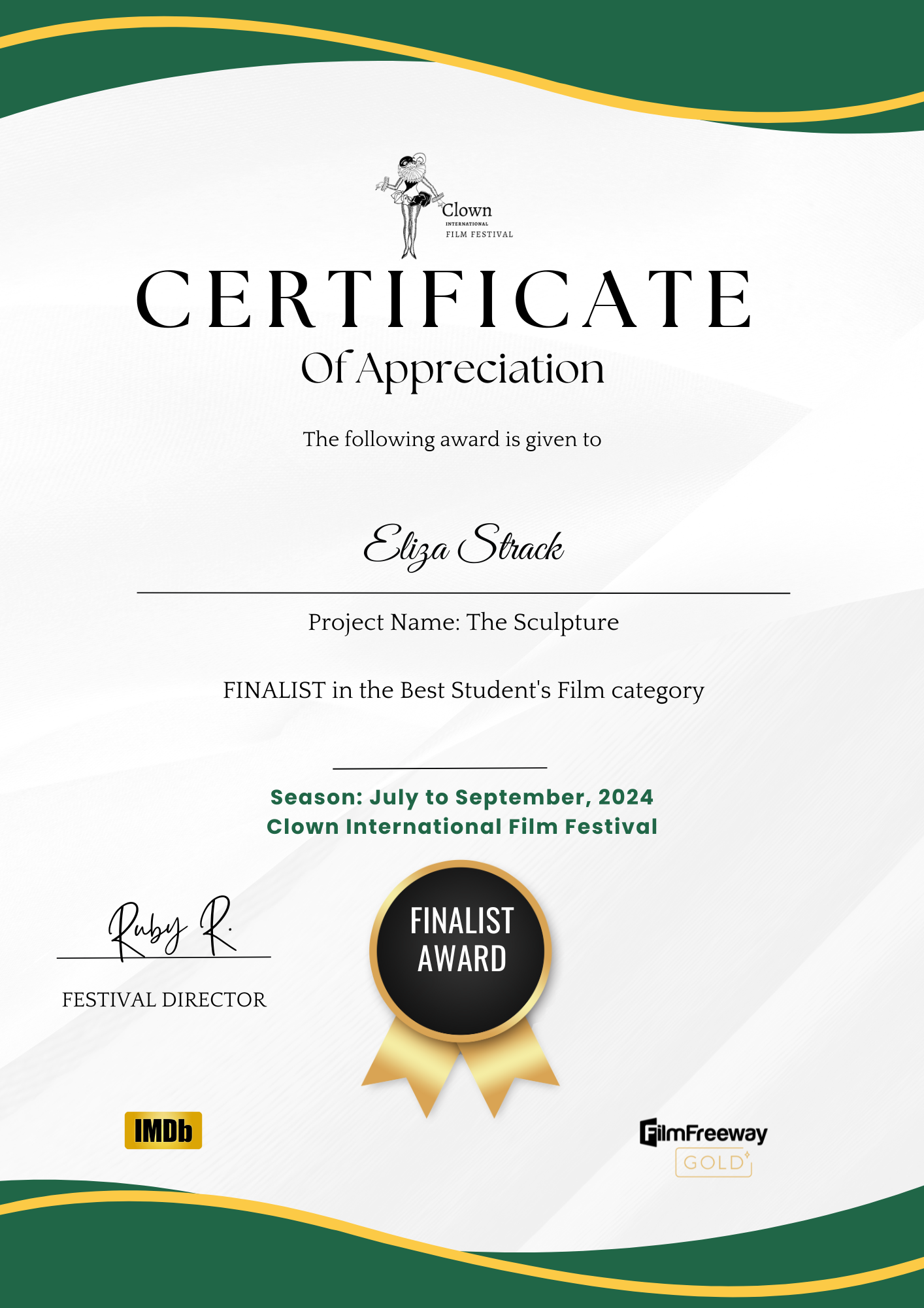 Finalist Clown Film Festival Student Film